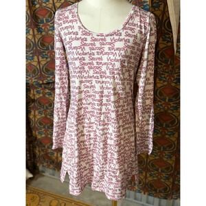 Victoria's Secret Cotton Lingerie Pajama Sleep Dress Pink White Logo S